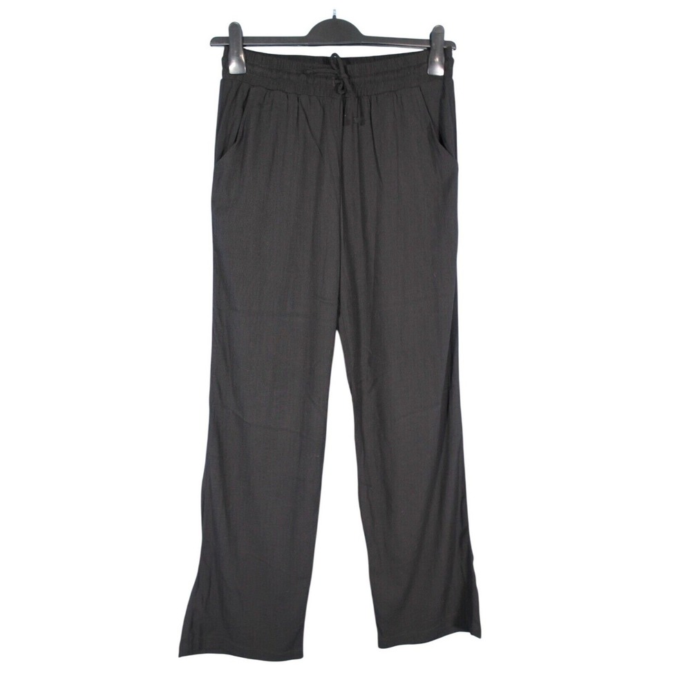 GREEN DRAGON Black CREPE Pockets DRAWSTRING WAIST Straight Leg DRESS PANTS Sz S